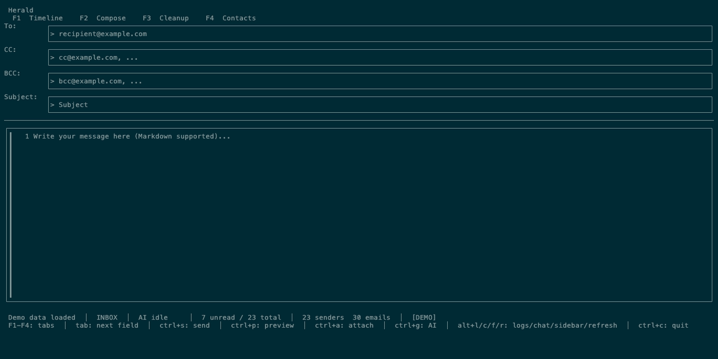 Compose screen with empty message fields