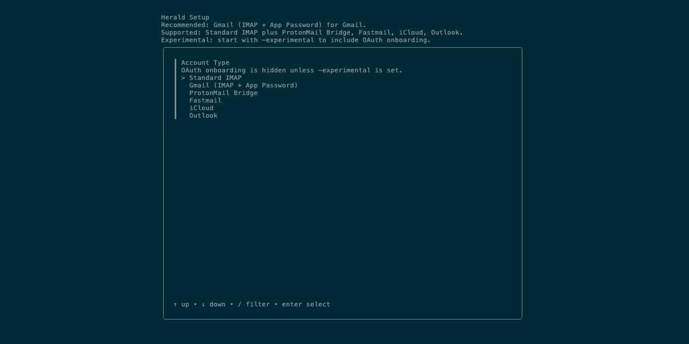 Herald first-run wizard entry screen